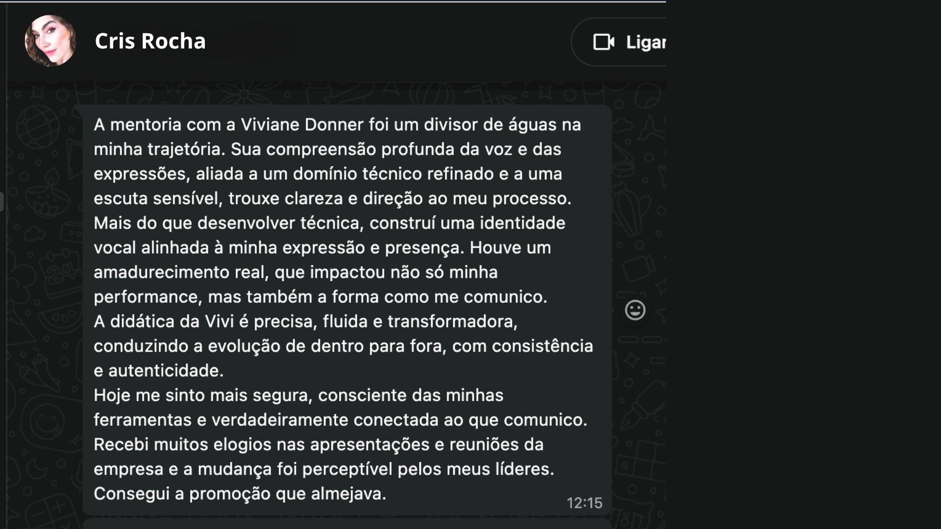 Depoimento Cris Rocha